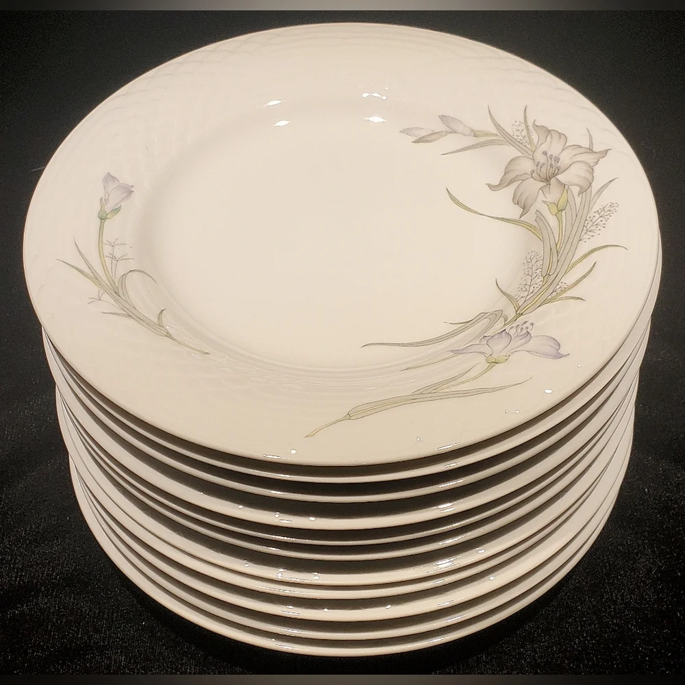 Set of 11 Renoir Vintage China 'Daffodil' Salad/Dinner Plates -No Center Flowers - Picture 1 of 8